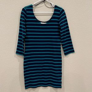 Navy & Teal Striped Dress, size L